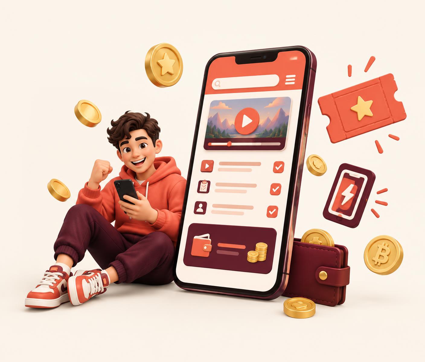 WatchIt app, tasks, rewards, and wallet experience